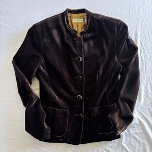 Vintage Espresso 90s Ann Taylor Velvet Silk Blend Jacket Bold Buttons